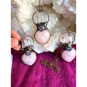 Self-LOVE Rose Quartz Heart + Quartz Point Necklace